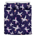 Night Winged Unicorn Pattern Print Duvet Cover Bedding Set