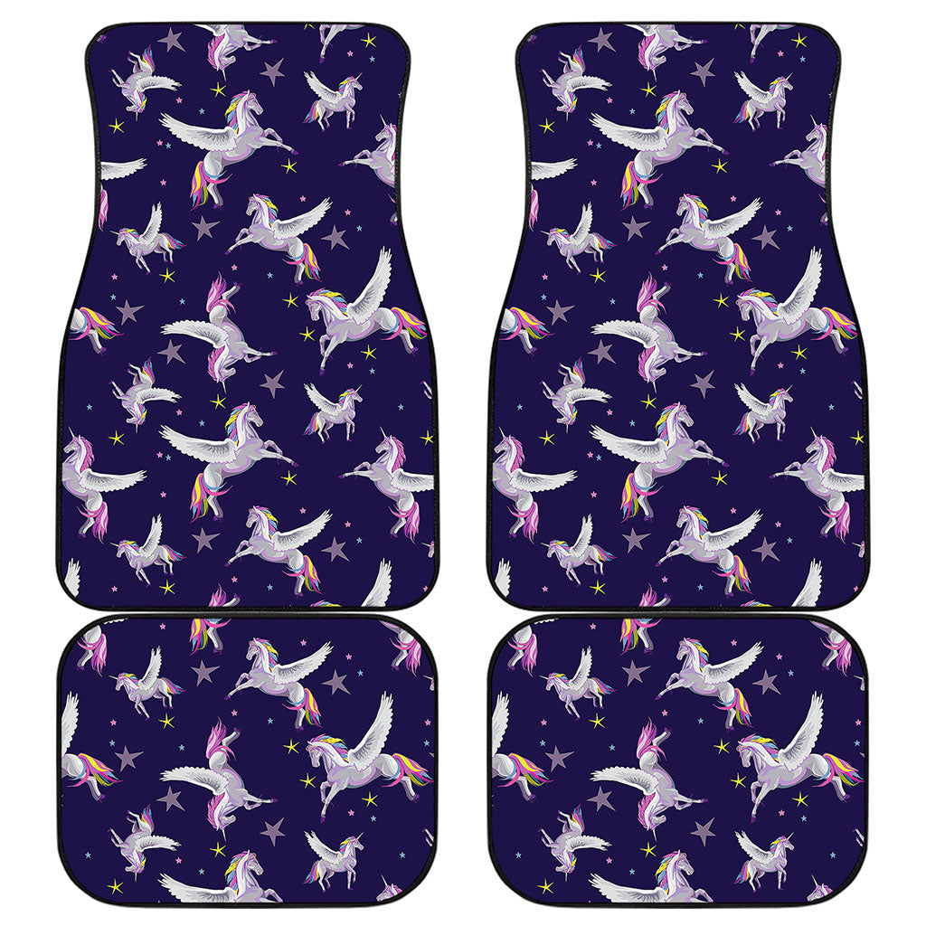 Night Winged Unicorn Pattern Print Front and Back Car Floor Mats