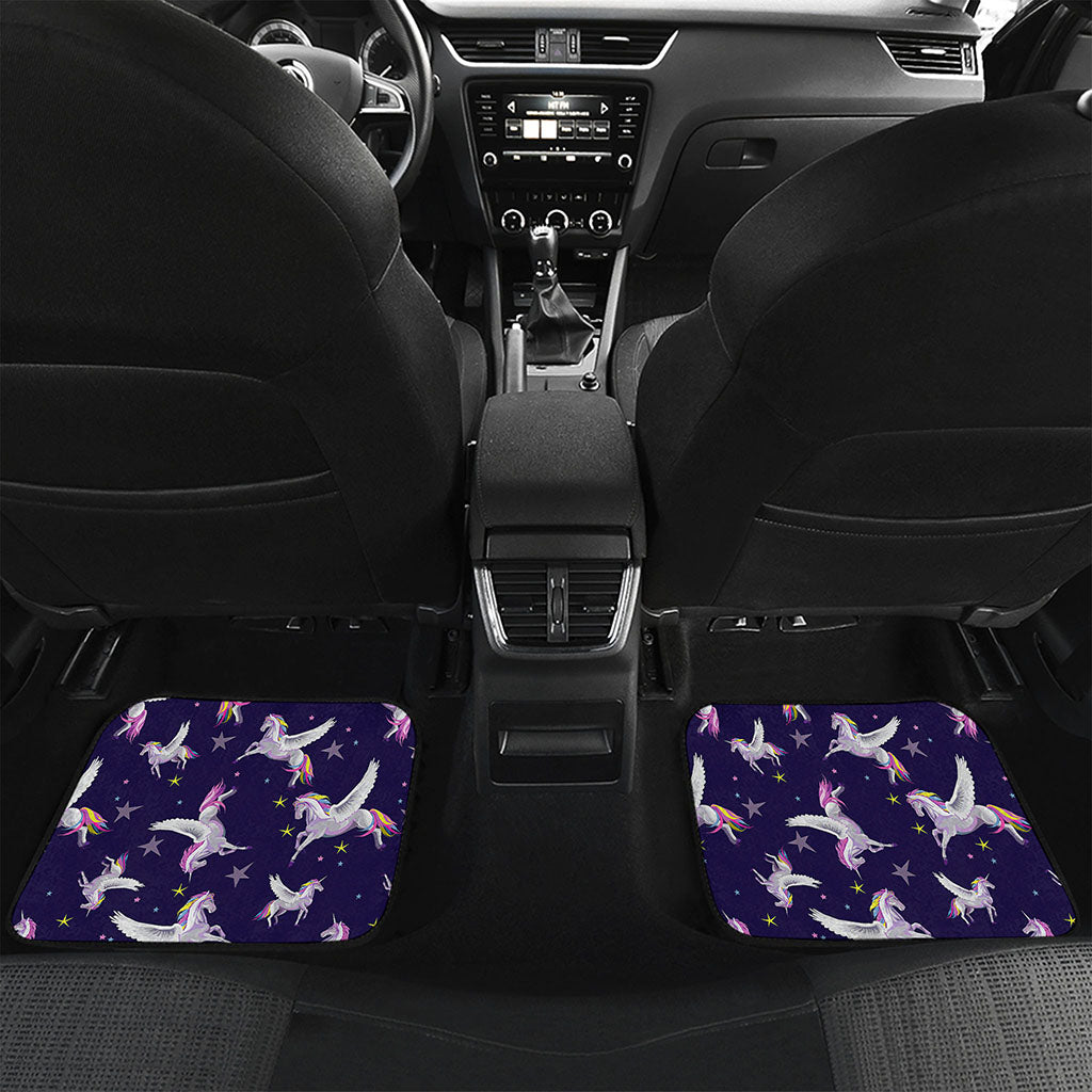 Night Winged Unicorn Pattern Print Front and Back Car Floor Mats