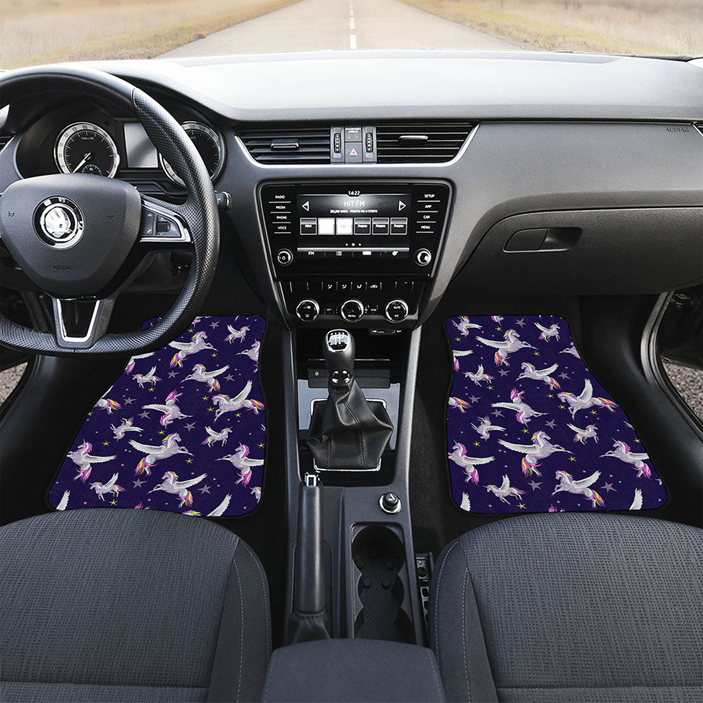 Night Winged Unicorn Pattern Print Front Car Floor Mats
