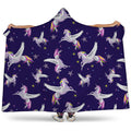 Night Winged Unicorn Pattern Print Hooded Blanket
