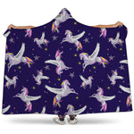 Night Winged Unicorn Pattern Print Hooded Blanket