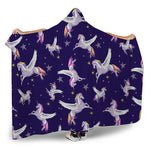 Night Winged Unicorn Pattern Print Hooded Blanket