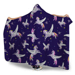 Night Winged Unicorn Pattern Print Hooded Blanket