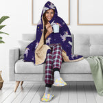 Night Winged Unicorn Pattern Print Hooded Blanket