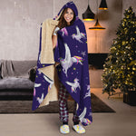 Night Winged Unicorn Pattern Print Hooded Blanket