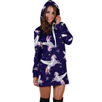 Night Winged Unicorn Pattern Print Hoodie Dress GearFrost