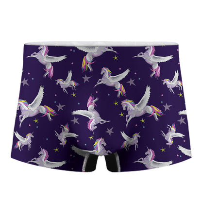 Night Winged Unicorn Pattern Print Men's Boxer Briefs