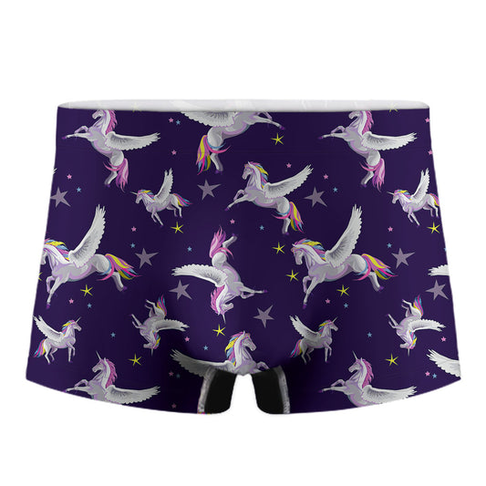 Night Winged Unicorn Pattern Print Men's Boxer Briefs