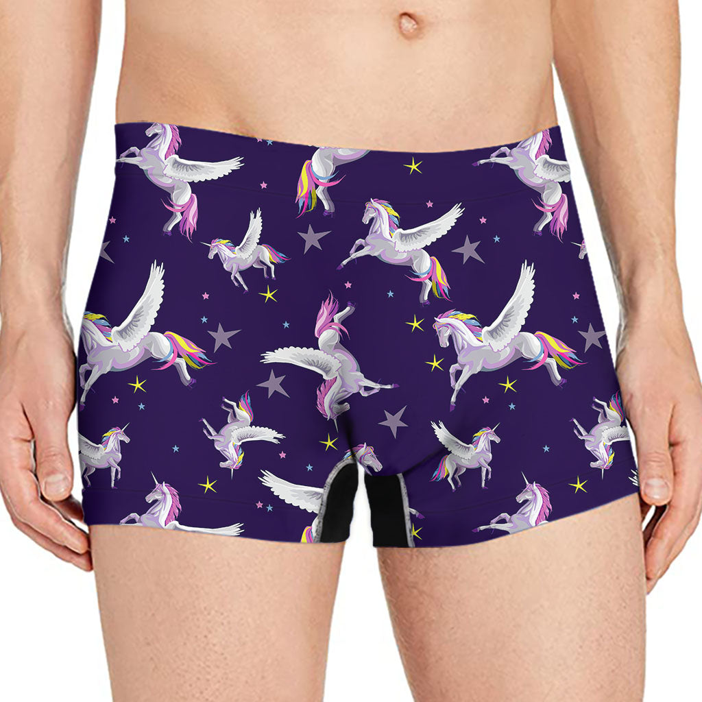 Night Winged Unicorn Pattern Print Men's Boxer Briefs