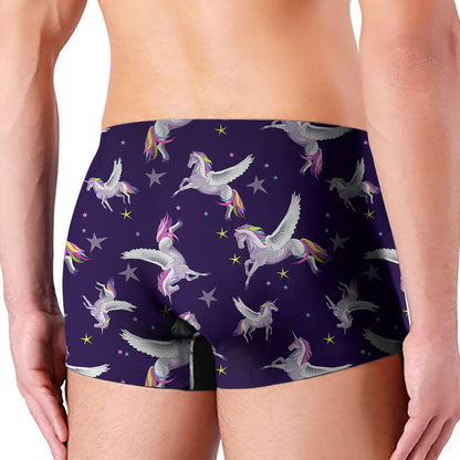 Night Winged Unicorn Pattern Print Men's Boxer Briefs