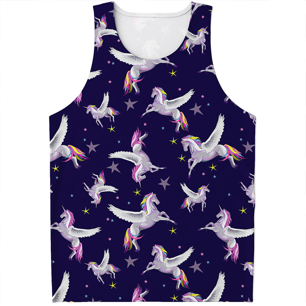 Night Winged Unicorn Pattern Print Men's Tank Top