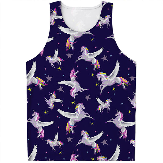 Night Winged Unicorn Pattern Print Men's Tank Top