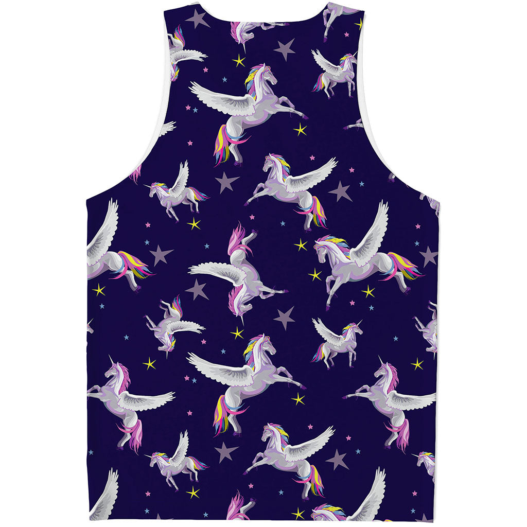Night Winged Unicorn Pattern Print Men's Tank Top