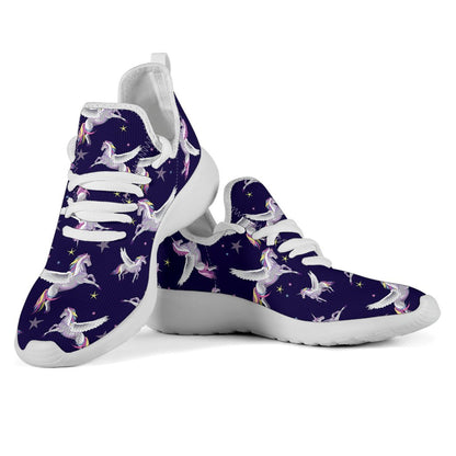 Night Winged Unicorn Pattern Print Mesh Knit Shoes GearFrost