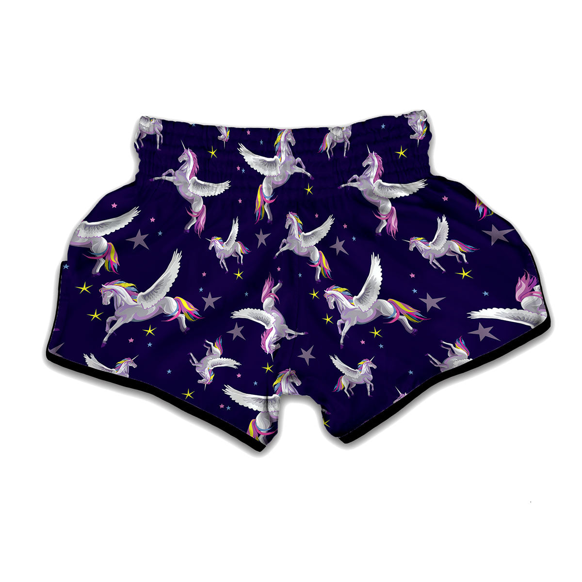 Night Winged Unicorn Pattern Print Muay Thai Boxing Shorts