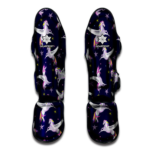 Night Winged Unicorn Pattern Print Muay Thai Shin Guard