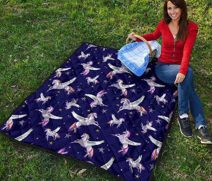 Night Winged Unicorn Pattern Print Quilt