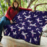 Night Winged Unicorn Pattern Print Quilt