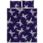 Night Winged Unicorn Pattern Print Quilt Bed Set