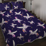 Night Winged Unicorn Pattern Print Quilt Bed Set
