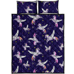 Night Winged Unicorn Pattern Print Quilt Bed Set