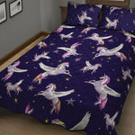 Night Winged Unicorn Pattern Print Quilt Bed Set