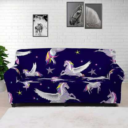 Night Winged Unicorn Pattern Print Sofa Cover