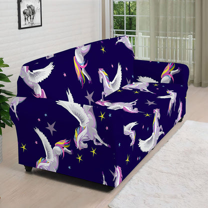 Night Winged Unicorn Pattern Print Sofa Cover