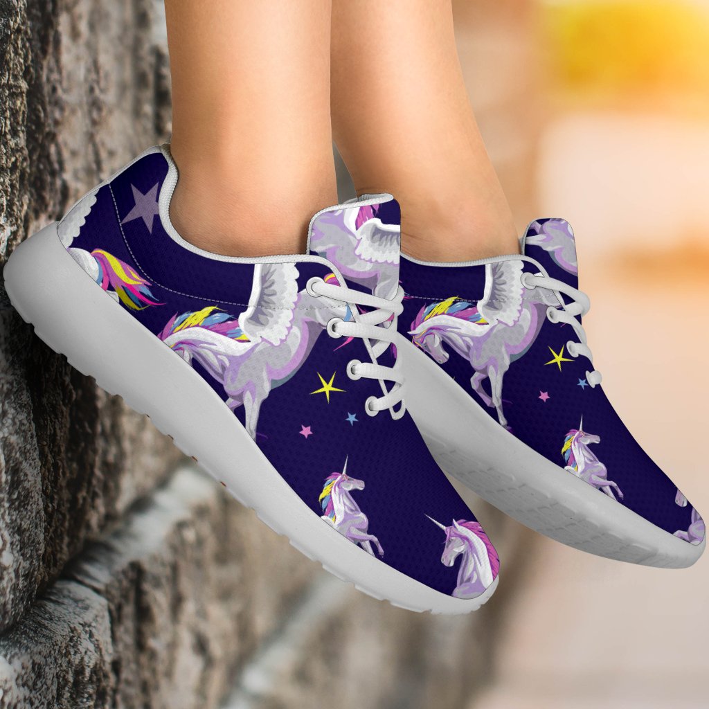 Night Winged Unicorn Pattern Print Sport Shoes GearFrost