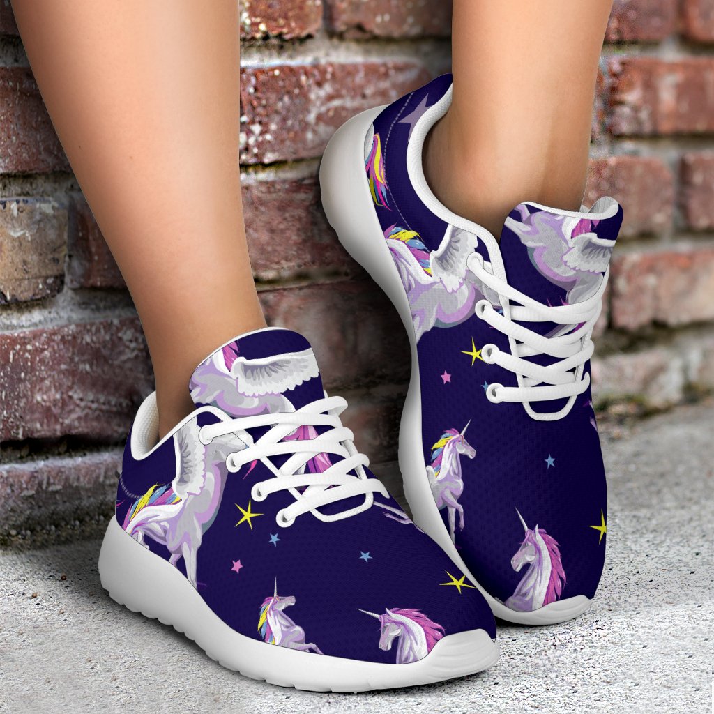 Night Winged Unicorn Pattern Print Sport Shoes GearFrost