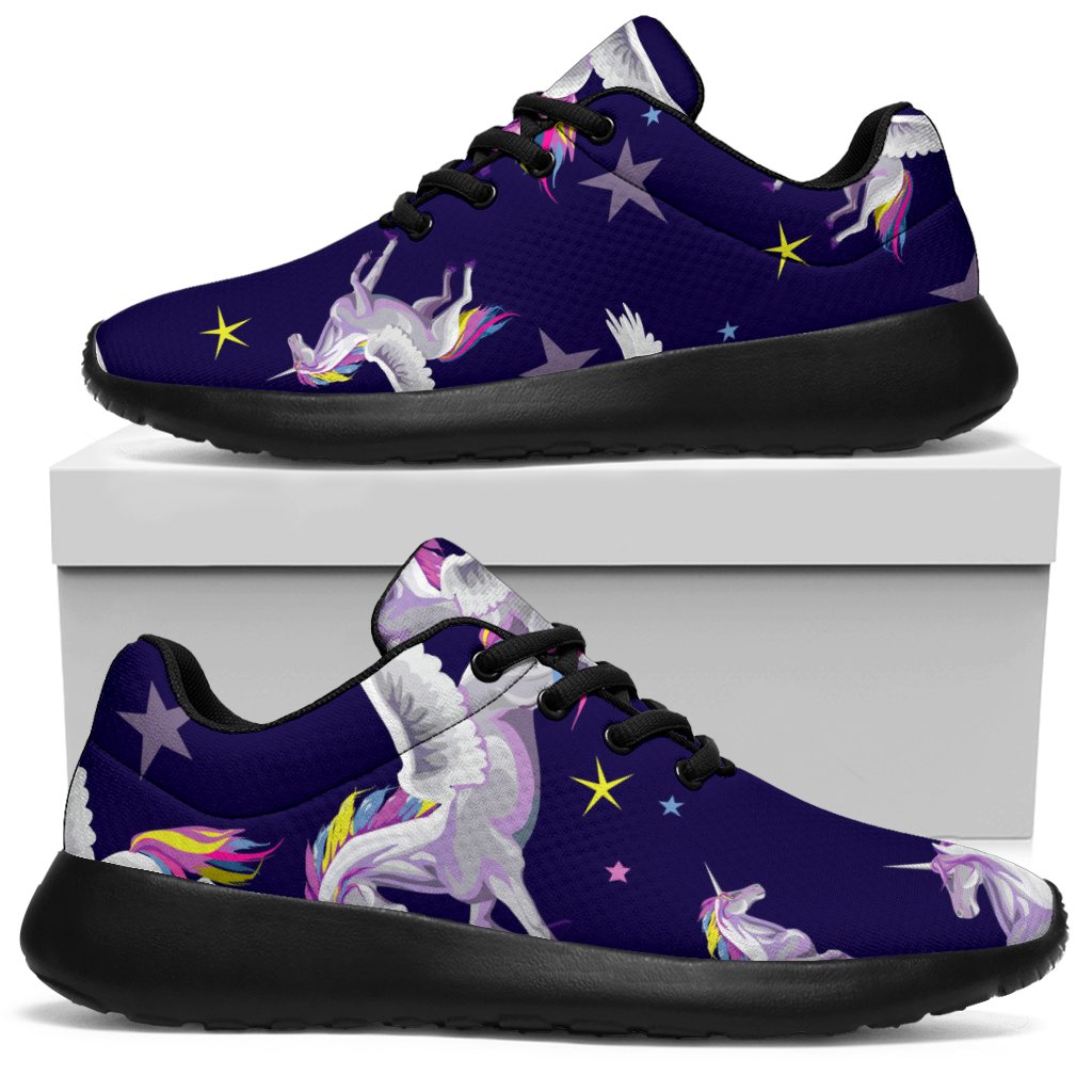 Night Winged Unicorn Pattern Print Sport Shoes GearFrost