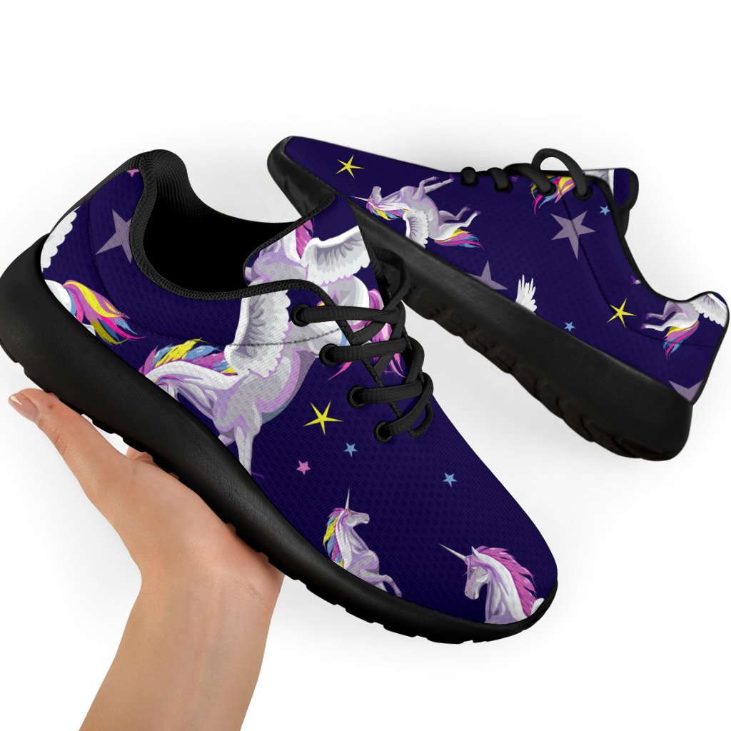 Night Winged Unicorn Pattern Print Sport Shoes GearFrost