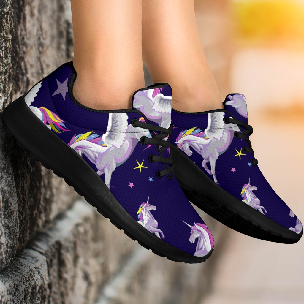 Night Winged Unicorn Pattern Print Sport Shoes GearFrost