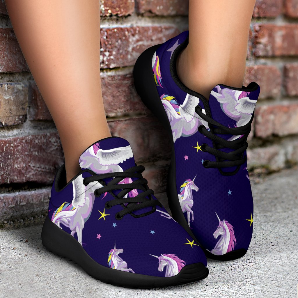 Night Winged Unicorn Pattern Print Sport Shoes GearFrost