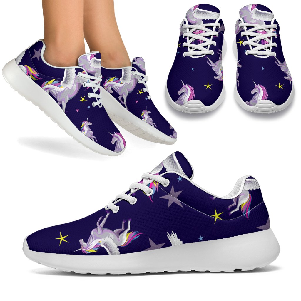 Night Winged Unicorn Pattern Print Sport Shoes GearFrost