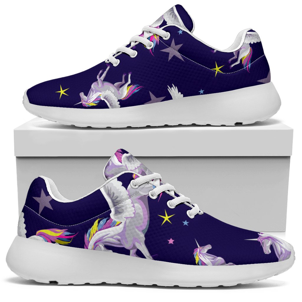 Night Winged Unicorn Pattern Print Sport Shoes GearFrost