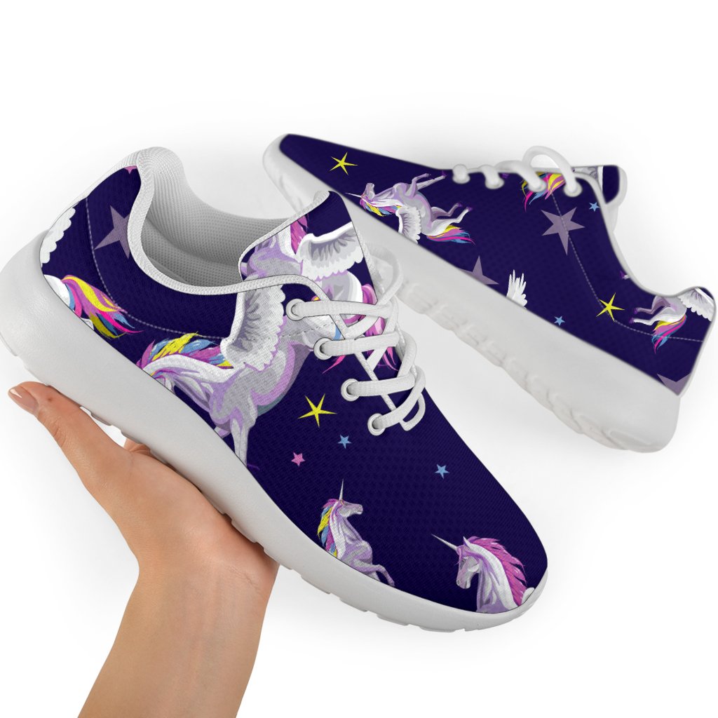 Night Winged Unicorn Pattern Print Sport Shoes GearFrost