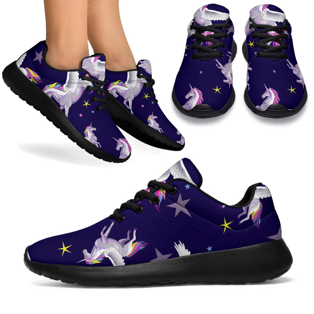 Night Winged Unicorn Pattern Print Sport Shoes GearFrost