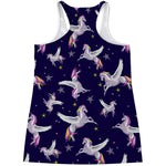 Night Winged Unicorn Pattern Print Women's Racerback Tank Top