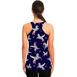 Night Winged Unicorn Pattern Print Women's Racerback Tank Top