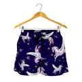 Night Winged Unicorn Pattern Print Women's Shorts