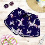 Night Winged Unicorn Pattern Print Women's Shorts