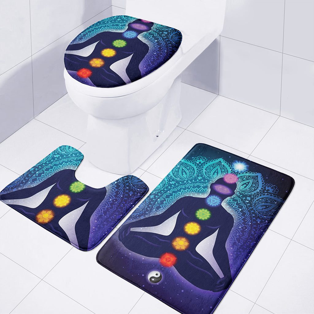 Nine Chakras Aura Print 3 Piece Bath Mat Set