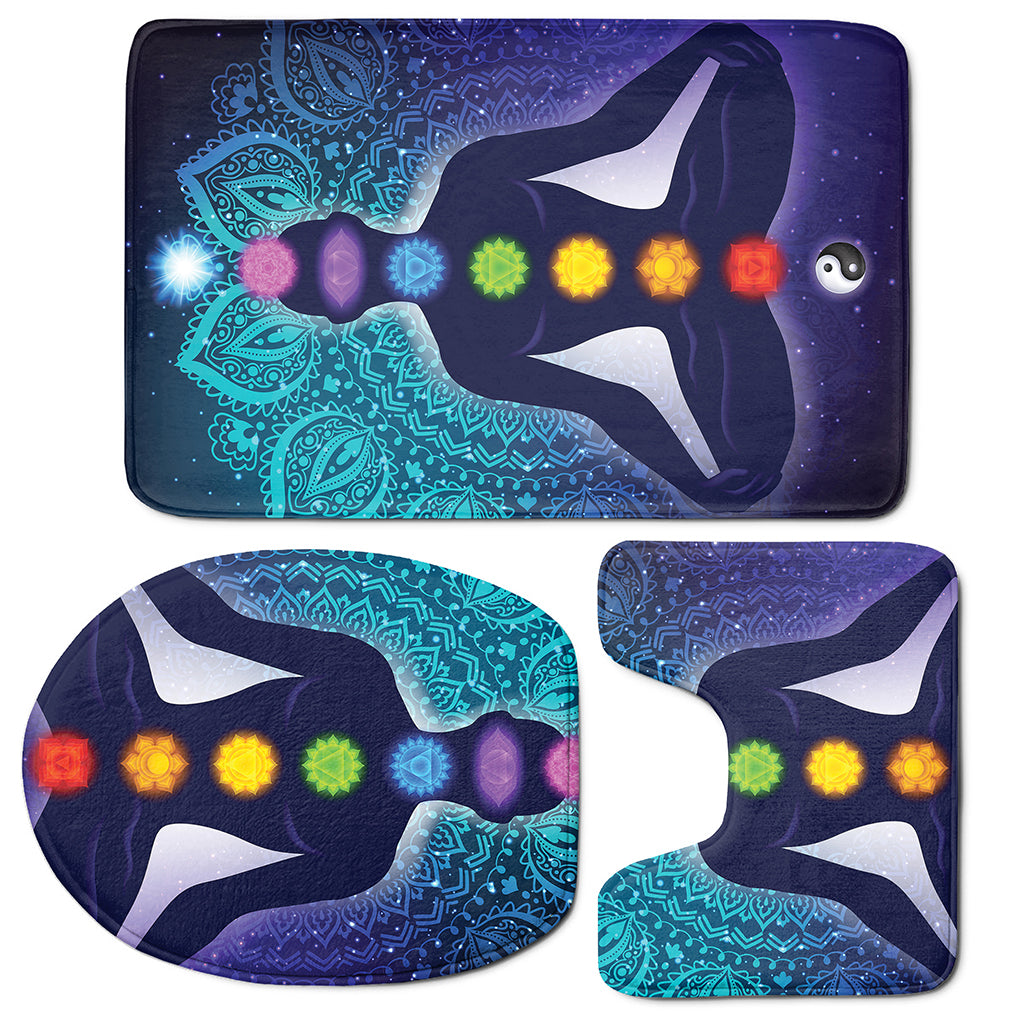 Nine Chakras Aura Print 3 Piece Bath Mat Set