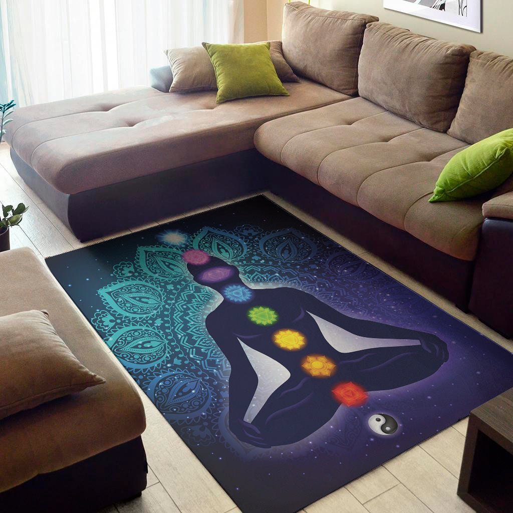 Nine Chakras Aura Print Area Rug