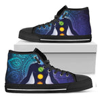 Nine Chakras Aura Print Black High Top Shoes