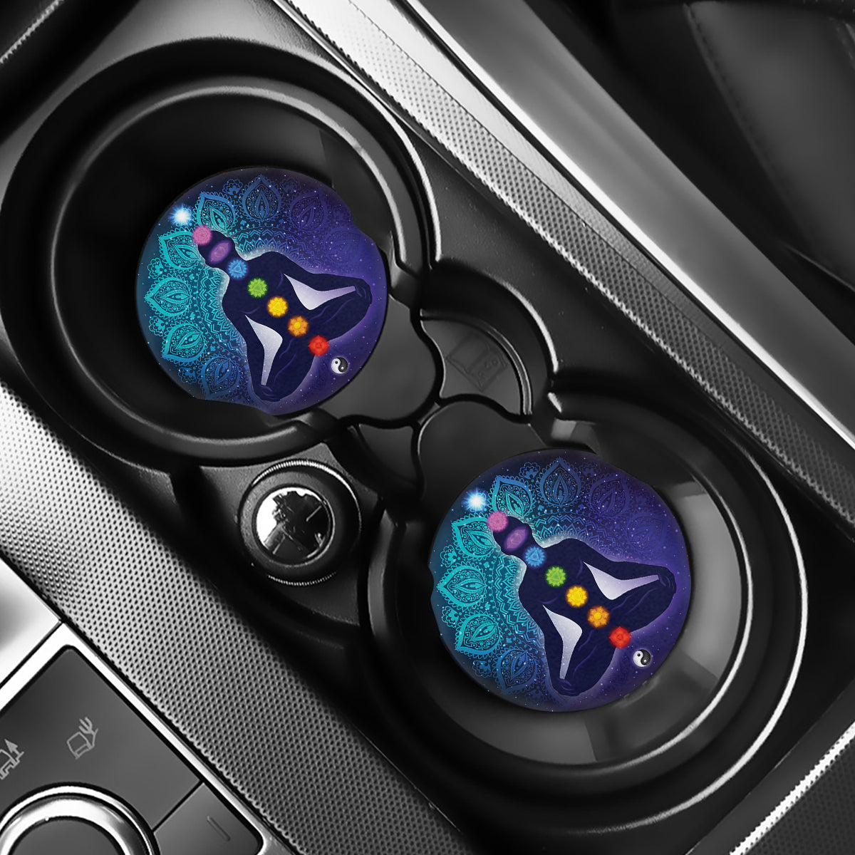 Nine Chakras Aura Print Car Coasters