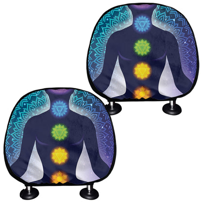 Nine Chakras Aura Print Car Headrest Covers