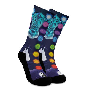 Nine Chakras Aura Print Crew Socks